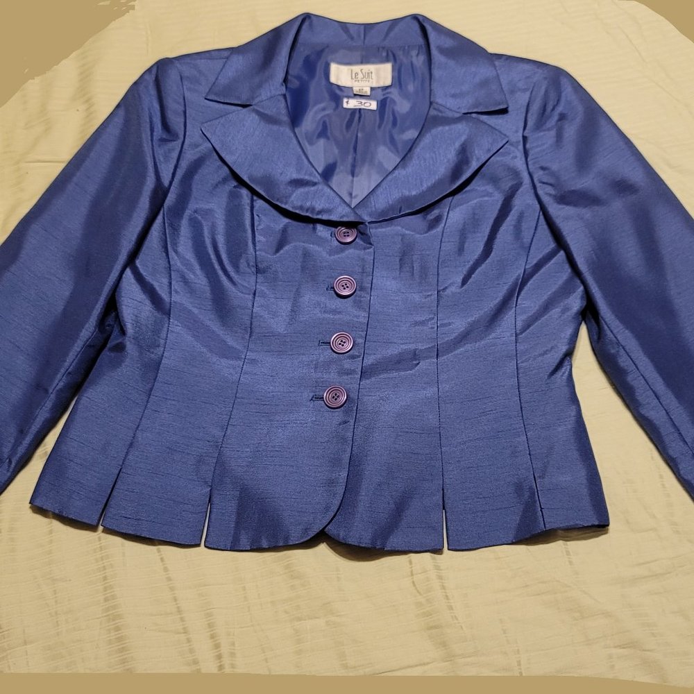 Le Suit Petite, 6P Jacket, Wedding, Cocktail Party, Business Blue 100% Polyester
